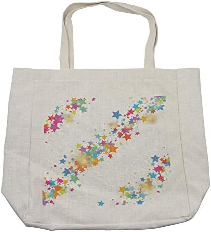Торба за купување starsвезди на Амбесон, илустрација на шарени starвездени линии, стил на цртани филмови дијагонален дизајн, еко-пријателска