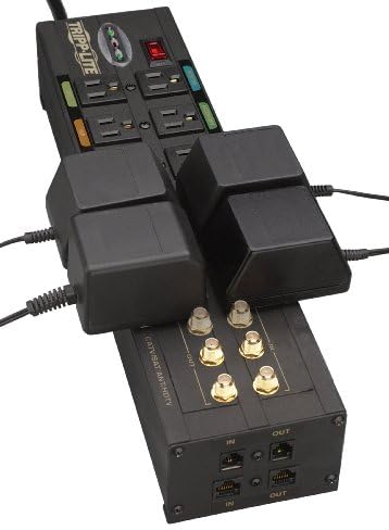 Tripp Lite Isobar 10 излез Аудио/Заштитник на видео заштитени тел/модем/коакс/мрежа 8ft кабел за десен агол, и 500,000 УСД Осигурување