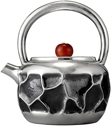Чај котел Стоветоп 250мл ретро Вриење вода чајник Стерлинг сребрен чајник со рачно изработена чекан од чекан сребрен метален чајник занаетчиски чај сет котел
