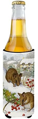 Caroline's Treasures ASA2028MUK Wood Mice and Berries Ultra Hugger for Slim cans, Can Cooler Sleeve Hugger Machine Washable Drink