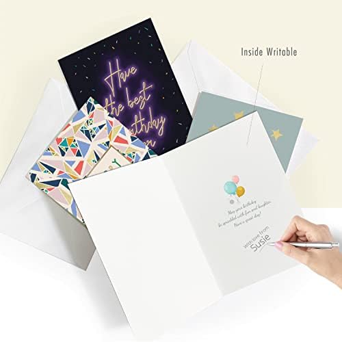 Асортиман на лесни 24 уникатни картички за роденден со честитки внатре. За деловни активности и поединци, 5,5 x 5 инчи разновидни картички за