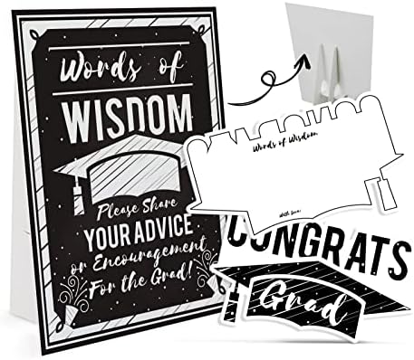 Додипломски зборови на картички за мудрост, 1 знак за дипломирање и 50 картички за совети, совети и охрабрување за дипломирани, украси