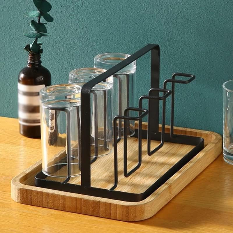 Genigw 6 стаклени чаши стојат држач за сушење полица за кујнски чаши за чаша дома, висина за складирање на решетки за складирање