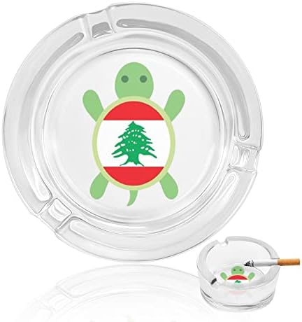 Либанско знаме желка стаклени пепелници тркалезна лента за пепел симпатична убава сопственичка на пепел за украсување на палубата за домашни