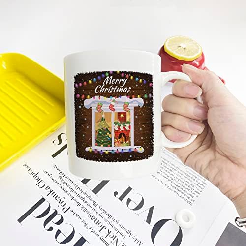 Среќна божиќна керамичка кафе кригла, празнично бело кафе кригла, 11oz Смешни божиќни чаши во декоративен Божиќен подарок