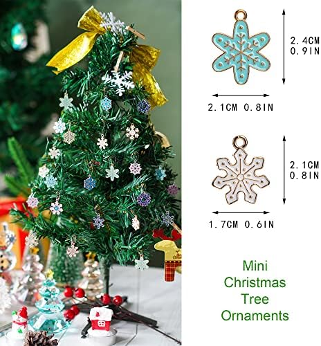 Крисинин 30 парчиња Божиќна емајл снегулки шарми мини Божиќни украси за мало дрво 2022 уметнички проект зачудувачки декоративни