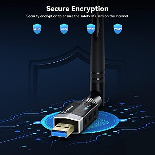 USB WiFi Адаптер ЗА КОМПЈУТЕР, Techkey AC1300Mbps Двојна Лента Безжична Мрежа Адаптер, Мрежа WiFi USB 3.0 ЗА Десктоп Лаптоп со