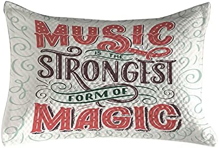 Ambesonne Rock and Roll quilted pemowcover, музиката е најсилната форма на магично ретро, ​​стандардна обвивка за перница со акцент на кралот