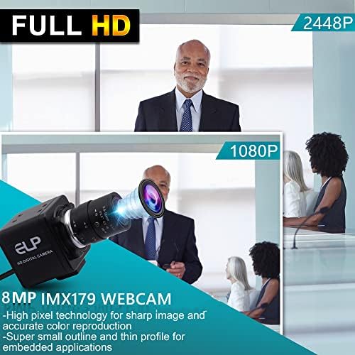 IFWATER USB Камера 8MP 5X Оптички Зум Веб Камера 2.8-12mm Рачна Варифокална Леќа, USB Веб Камера СО CMOS IMX179 Слика Сензор Видео Конференција