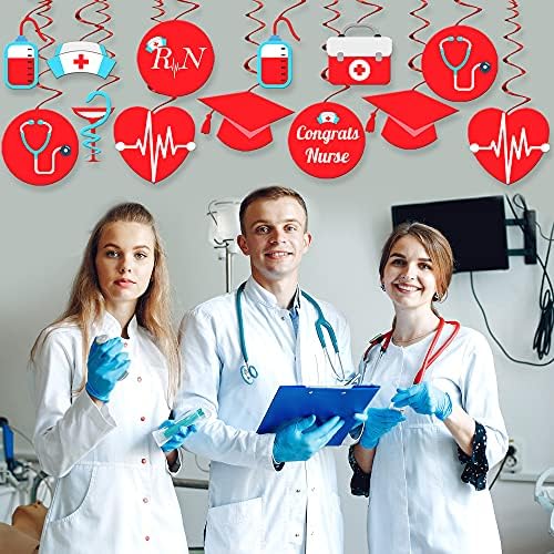 Дипломирање на медицинска сестра Висечки Вители Украси - 39 Парчиња | Честитки Балони За Медицинска Сестра, Украси За Дипломирање На Црвена Медицинска
