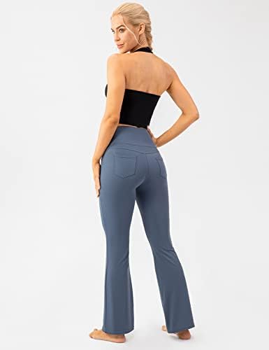 Pantsенски панталони за јога за подигање во Лавенто - хеланки со високи половини со џебови за жени