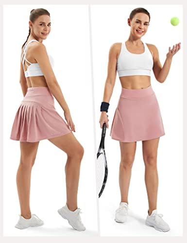 ИГА Тенис здолништа за жени со високи половини со 3 џебови и вградени шорцеви непроирни плетени голф-атлетски обични здолништа