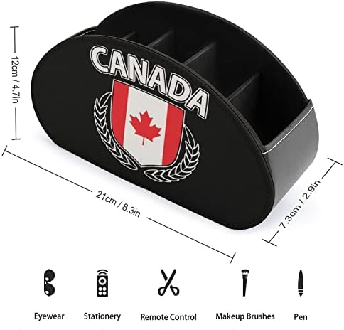 Maple Leaf Canada Flag Flag TV далечински управувач за далечински управувачи за шминка кутија PU кожа складирање домашна продавница со 5 оддели