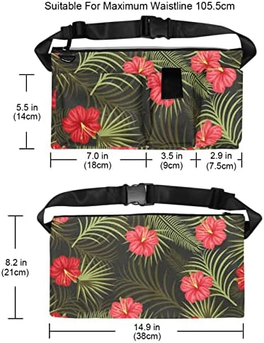 Цветен цвет лето тропски зелен пакет фани за мажи жени пешачење за половината, пакет, тркачи за џогирање на џебни ремени со прилагодлива