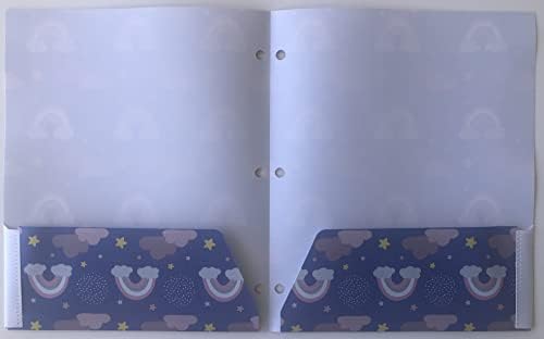 Пакет од 2: Виножито Облак Ѕвезда И Срце Дизајн Поли Џеб Папки: 3-Дупка Удирани Со Тупаници 2-Џеб Дизајн