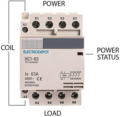Електродепот 60 Засилувач 4 Пол Нормално Затворен IEC 400v Контактор-110-120vac Серпентина, Индуктивни 30A, Отпорни 60A Со Монтажа База