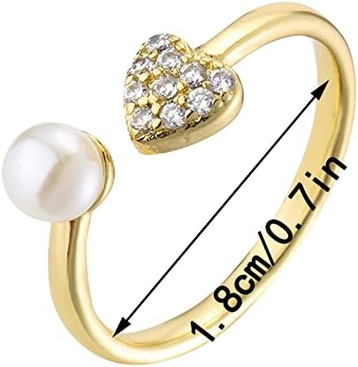 Прстени за венчавки и ангажмани Елегантни прстени прстени прилагодливи златни накит Отворено срце срце за жени прстени