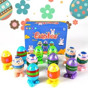 Vatos 12 пакуваат Велигденски јајца за одење играчки за деца деца, играчка за ветерници за ветерни јајца за столбови за Велигденски корпи, забавни