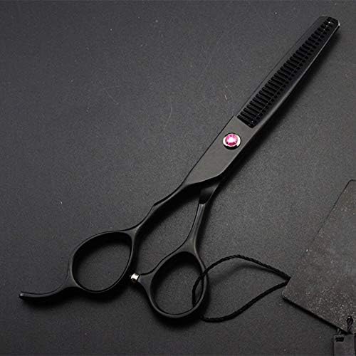 Ножици за сечење на косата, 6/5,5 инчи лева рака 440C црна коса ножици Поставете сечење бербер алатки за шминка за слабеење на ножици