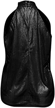 РОКЕРСКИ ТЕНК ЗА жени летни халтер кошули искра металик камизола врвови модни обични клубови за клубови без ракави без ракави