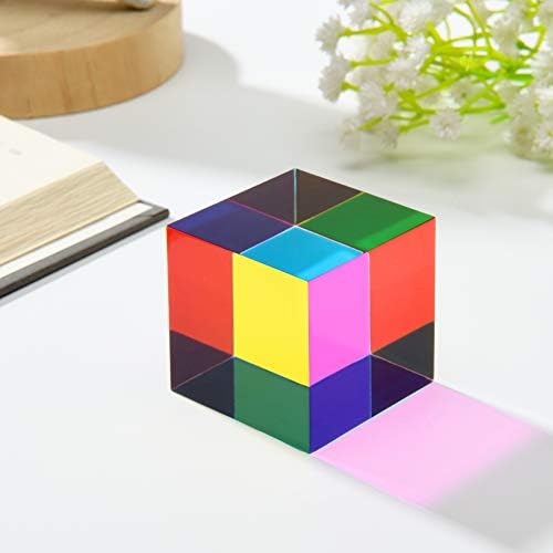 ZhuoChimall CMY мешање коцка во боја, 50мм шарена акрилна cmycube prism за декорација на десктоп за дома или канцеларија, играчки