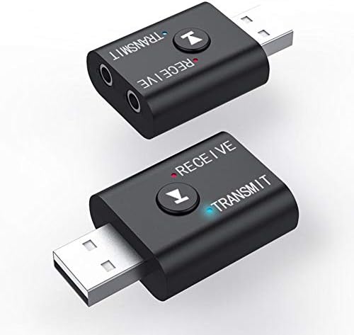 USB Bluetooth 5.0 приемник на предавателот, 4-во-1 мини безжичен аудио адаптер, 3,5 mm Bluetooth Aux адаптер за ТВ-Слушалки за слушалки за автомобили/домашен стерео систем, USB напојув?