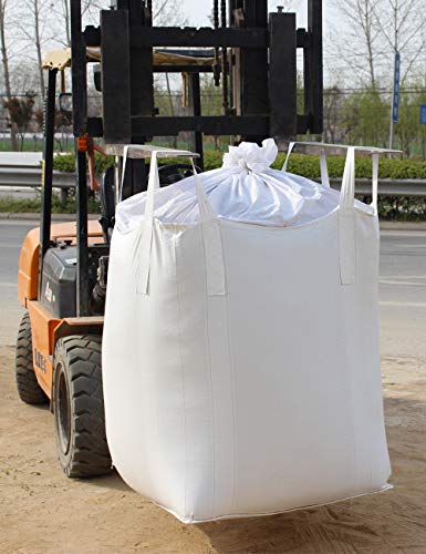 Dcincell FIBC најголемиот дел од торбите, 1 тон торба со вреќи со вреќи 35 L x 35 W x 43 H, 2200 bs SWL, Duffle Top Flat Batter UV