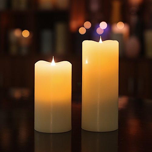 Далечински управувач, подвижен свеќа за фитили, со тајмер, столб LED свеќа за дома и забави, 3x7 инчи, слонова коска