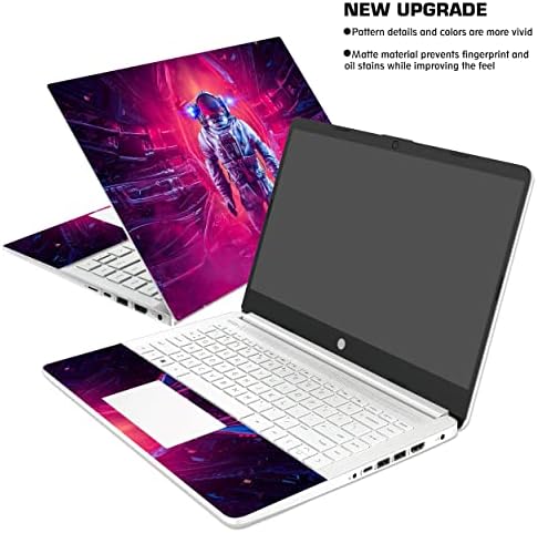 HK Studio Laptop Laptop Decal Specifice Fit for Hp 14 без сечење потребно, без меур, водоотпорен, отпорен на гребење, астронаут дизајн - вклучувајќи широк екран и целосна кожа на раката под?