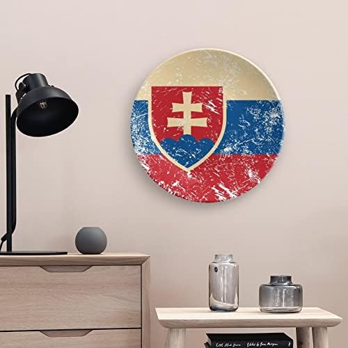 Ретро Словачка знаме коска Кина Декоративна чинија околу керамички плочи занает со приказ за домашна канцеларија wallид вечера