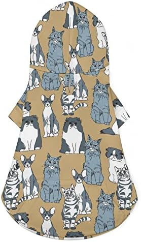 Костуми за кучиња и мачки со сиви мачки, симпатична облека за домашни миленици со капа со слатка облека за облека
