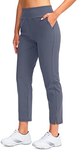 YYV женски голф панталони се протегаат работи на глуждот панталони со високи половини фустани со џебови за деловно патување по јога