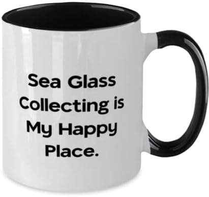Морето Стакло Собирање Е Мојот Среќен. Двобојна 11оз Кригла, Морско Стакло Собирање Подарок Од Пријатели, Мотивациона Чаша За Пријатели, стакло