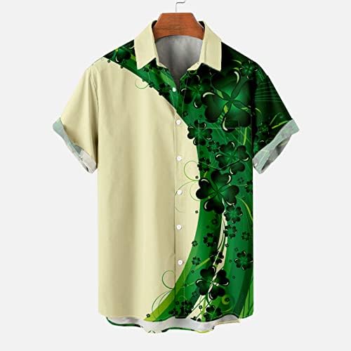 Денот на д. Менс Сент Патрик Ирска Шамрок маичка Хавајски копче нагоре кошули Обични кратки ракави на врвовите на детелина