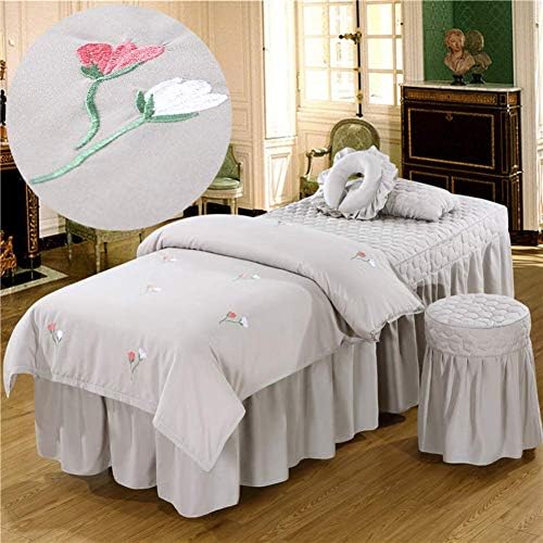 Unуан извезена памучна убавина кревет за кревет со постелнина за масажа за масажа за масажа, маса, сетови за маса, европски високо-одделение за