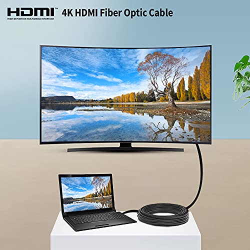 Кинан Оптички ВЛАКНА HDMI Кабел 33ft 4K@60Hz, 18gbps Екстра Долг HDMI Кабел, Поддршка ARC HDCP2. 2 3d Долби Визија За Blu-ray/HDTV/Проектор,