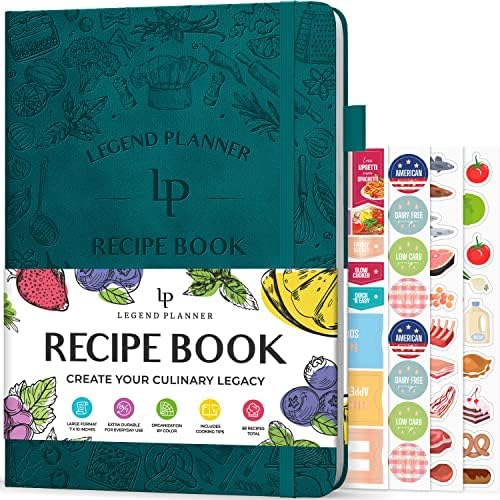 Книга за Рецепти за легенди - Празна Семејна Готвачка За Пишување Во Вашите Сопствени Рецепти - Празен Дневник За Готвење-Персонализирана