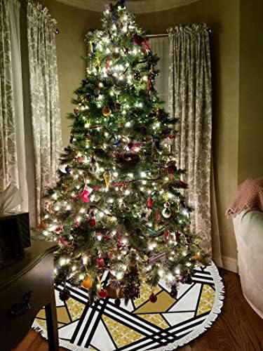 КСОЛАР 48 инчен Голем Божиќно Дрво Здолниште Мат Геометриски Апстрактни Шарени, Новогодишни Украси За Зимска Забава Празник Нова