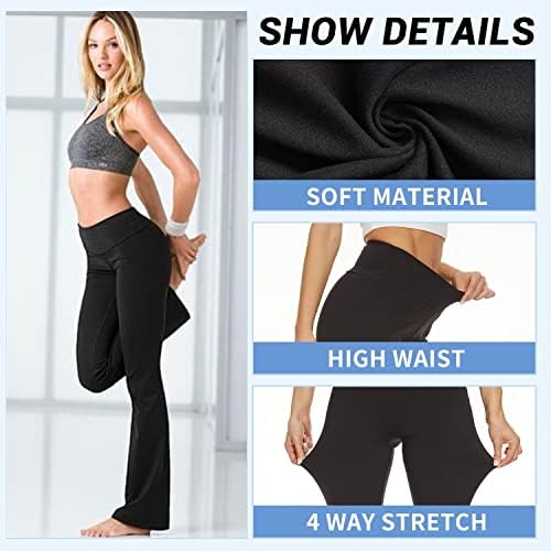 Sundwudu црна пламен јога панталони за жени - меки хеланки со високи половини за подигање високи и долги палацо панталони за жени