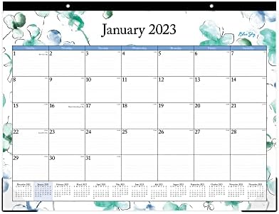 Сино Небо 2023 Месечен Календар За Подлога за Биро, јануари-декември, 22 х 17, Врзување На Лента За Средување, Удирање Со Две Дупки, Блокови