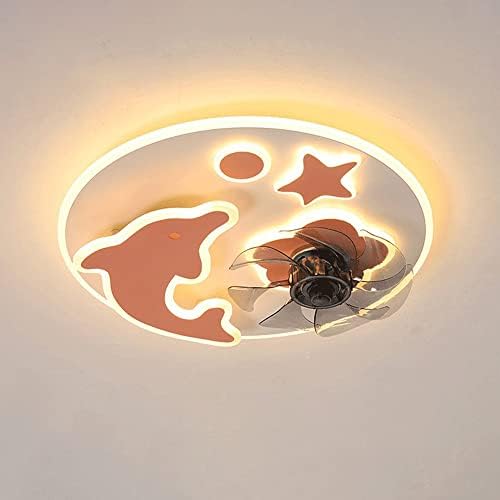 Цртан Филм Делфин Тавански Вентилатори Со Светла, Затемнети 3 Бои 6 Брзини Тајминг Предводена Од Тавански Вентилатор Без Сечила