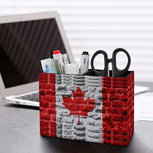 Канадско знаме ПУ кожен пенкало Куп за молив држач за купови на биро за куќиште на кутија за контејнери за канцелариски материјал за домашна