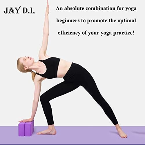 Jay D.L јога блокови （сет од 2）, поддржувачки латекс без голема густина/лесна EVA пена мека не-лизгачка површина за јога општа фитнес пилатес истегнување