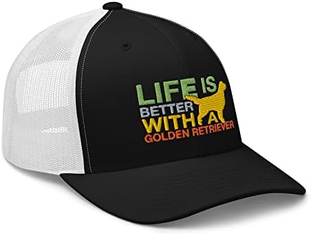 Lifeивотот е подобар со златен ретривер, извезена капа за камионџии, подарок за сопственик на кучиња Златен ретривер