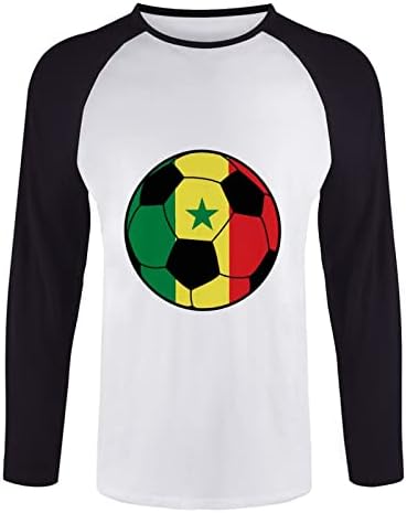 Сенегалски фудбалски маж со долги ракави со долги ракави со редовно вклопување во боја на памучни врвови на врвови