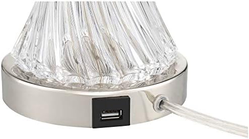 Регенс Хил Лука модерни ламби за маса 25 1/2 висок сет од 2 со USB пристаништа за полнење и затемнувачи чиста стакло бела ткаенина тапан сенка