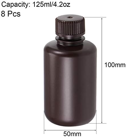 пластично Лабораториско Хемиско Шише Со Реагенс 125мл/4,2 мл Мал Примерок За Запечатување На Течен Сад За Складирање Кафеава 8 парчиња
