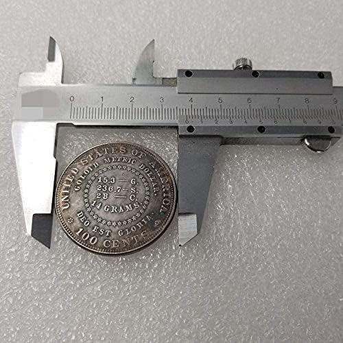Антички занаети 1880 Сребрена позлатена бакар и стара сребрена монета странска сребрена доларска сребрена рунда монета 221