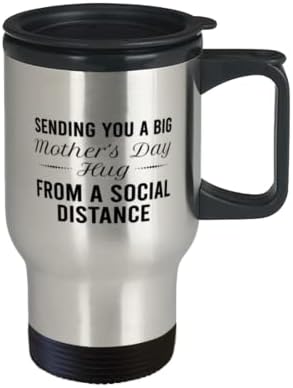 Мама смешна чаша за патување со кафе - прегратка од социјално растојание на мајките на мајките, мама подароци, самоизолација, кригла