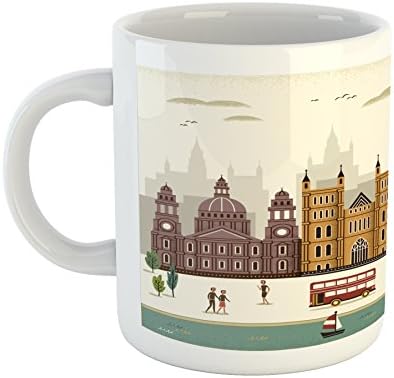 Амбесон Лондон кригла, патни предели Познат град Англија Биг Бен Телефонски штанд Вестминстер, печатено керамичко кафе кригла чај чај чај чаши
